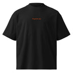 Ti porto via — t-shirt oversize nera, ricamo arancione