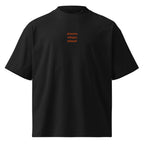 Ancora cinque minuti — t-shirt oversize nera, ricamo arancione