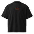 Quando un tramonto insieme? — t-shirt oversize nera, ricamo arancione