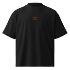 Torno subito — t-shirt oversize nera, ricamo arancione