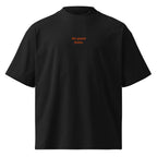 Ho quasi finito — t-shirt oversize nera, ricamo arancione