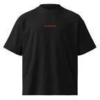 Contento tu — t-shirt oversize nera, ricamo arancione