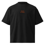 Ancora un bagno — t-shirt oversize nera, ricamo arancione