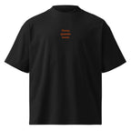 Torno quando torno — t-shirt oversize nera, ricamo arancione