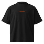 Testa bassa — t-shirt oversize nera, ricamo arancione
