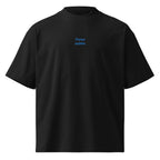 Torno subito — t-shirt oversize nera, ricamo acqua pavone