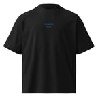 Ho detto tutto — t-shirt oversize nera, ricamo acqua pavone