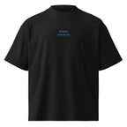 Adesso non mi va — t-shirt oversize nera, ricamo acqua pavone