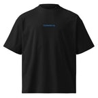 Contento tu — t-shirt oversize nera, ricamo acqua pavone