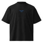 Fai come vuoi — t-shirt oversize nera, ricamo acqua pavone