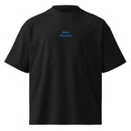 Mare d'inverno — t-shirt oversize nera, ricamo acqua pavone