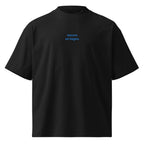 Ancora un bagno — t-shirt oversize nera, ricamo acqua pavone