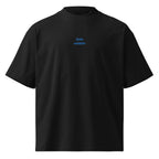 Solo andata — t-shirt oversize nera, ricamo acqua pavone
