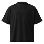 Poi ti spiego — t-shirt oversize nera, ricamo rosso