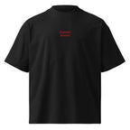 Ci penso domani — t-shirt oversize nera, ricamo rosso