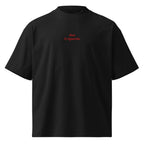 Non ti riguarda — t-shirt oversize nera, ricamo rosso