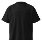 Altrove — t-shirt oversize nera, ricamo rosso