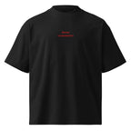 Senza cronometro — t-shirt oversize nera, ricamo rosso