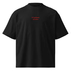 Ci vediamo all'alba — t-shirt oversize nera, ricamo rosso