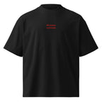 Mi passa correndo — t-shirt oversize nera, ricamo rosso