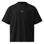 Niente di che — t-shirt oversize nera, ricamo giallo