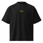 Ci penso domani — t-shirt oversize nera, ricamo giallo