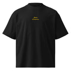 Mare d'inverno — t-shirt oversize nera, ricamo giallo