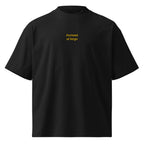 Portami al largo — t-shirt oversize nera, ricamo giallo
