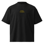 Il mare mi aspetta — t-shirt oversize nera, ricamo giallo