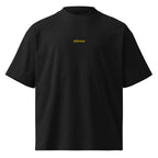 Altrove — t-shirt oversize nera, ricamo giallo