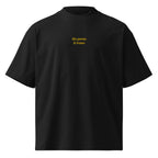 Ho perso il treno — t-shirt oversize nera, ricamo giallo
