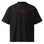 Il primo chilometro è il peggiore — t-shirt oversize nera, ricamo rosso