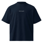 Solo un giro — t-shirt oversize blu, ricamo bianco