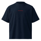 Se lo dici tu — t-shirt oversize blu, ricamo rosso