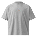Poi ti spiego — t-shirt oversize grigia, ricamo arancione