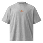 Poi ti spiego — t-shirt oversize grigia, ricamo arancione