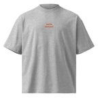 Anche domani? — t-shirt oversize grigia, ricamo arancione