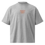 Quando un tramonto insieme? — t-shirt oversize grigia, ricamo arancione