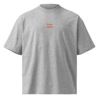 Torno subito — t-shirt oversize grigia, ricamo arancione