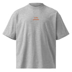 Ci ho provato — t-shirt oversize grigia, ricamo arancione