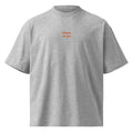 Niente di che — t-shirt oversize grigia, ricamo arancione