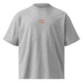 Prima il caffè — t-shirt oversize grigia, ricamo arancione