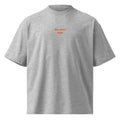 Bar sotto casa — t-shirt oversize grigia, ricamo arancione