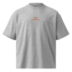 Mare d'inverno — t-shirt oversize grigia, ricamo arancione