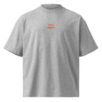 Parto leggero — t-shirt oversize grigia, ricamo arancione