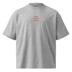 Resto un altro giorno — t-shirt oversize grigia, ricamo arancione