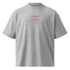 Ci vediamo in montagna — t-shirt oversize grigia, ricamo arancione