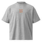 Ho perso il treno apposta — t-shirt oversize grigia, ricamo arancione