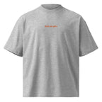 Solo un giro — t-shirt oversize grigia, ricamo arancione