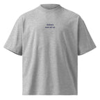 Adesso non mi va — t-shirt oversize grigia, ricamo blu